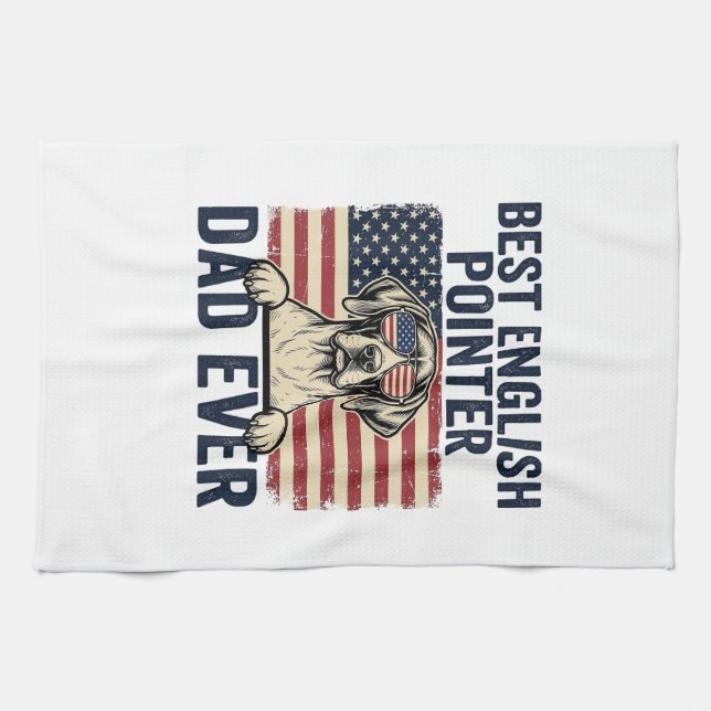 Bester English-Pointer-Vater jemals Patriotischer  Geschirrtuch (Horizontal)