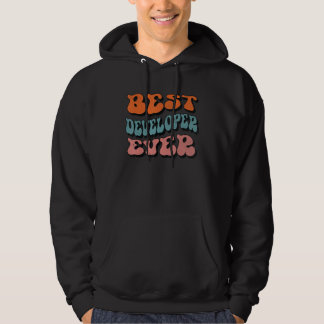 Bester Entwickler je, bedrückter Retro-Groovy-Deve Hoodie