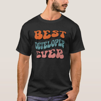 Bester Entwickler je, bedrückter Retro-Groovy-Deve T-Shirt