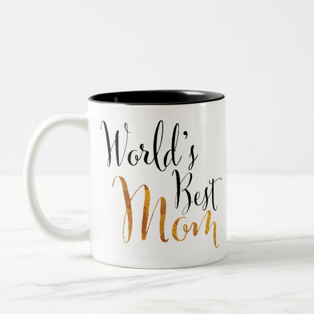 Bester Entwurf der Mama der Welt (Gold) für Zweifarbige Tasse (Links)