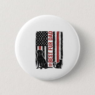 Bester Fell-Vater Vintage-Flagge Hund Katze-Shirt- Button