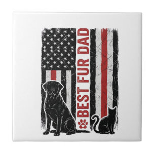 Bester Fell-Vater Vintage-Flagge Hund Katze-Shirt- Fliese