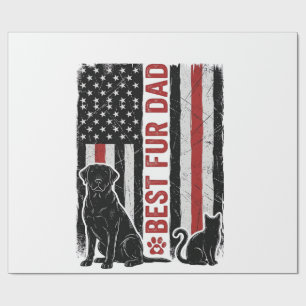 Bester Fell-Vater Vintage-Flagge Hund Katze-Shirt- Geschenkpapier