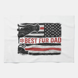 Bester Fell-Vater Vintage-Flagge Hund Katze-Shirt- Geschirrtuch
