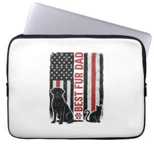 Bester Fell-Vater Vintage-Flagge-Hund-Katze-Shirt- Laptopschutzhülle