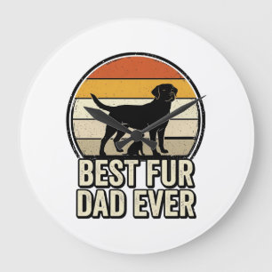 Bester Fellervater Aller Zeiten Vintage Hund Papa  Große Wanduhr