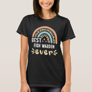 Bester Fischaufseher Aller Zeiten Leopard Regenbog T-Shirt