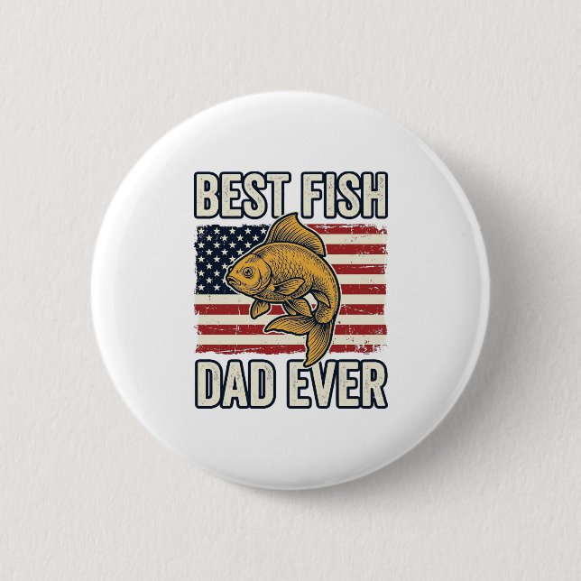 Bester Fischvater Aller Zeiten Vintage-Goldfisch-S Button (Vorderseite)