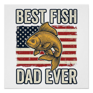 Bester Fischvater Aller Zeiten Vintage-Goldfisch-S Poster