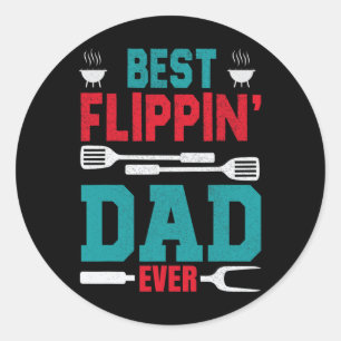 Bester Flippin' Vater je Vatertag Grillen Grill Va Runder Aufkleber