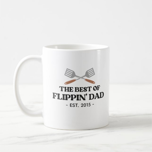 Bester Flippin Vater Spatula Funny Retro Kaffeetasse (Links)