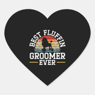 Bester Fluffin Groomer je Hund wächst Pelzkünstler Herz-Aufkleber