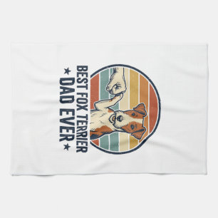 Bester Fox Terrier-Vater überhaupt Vintage-Hundefr Geschirrtuch
