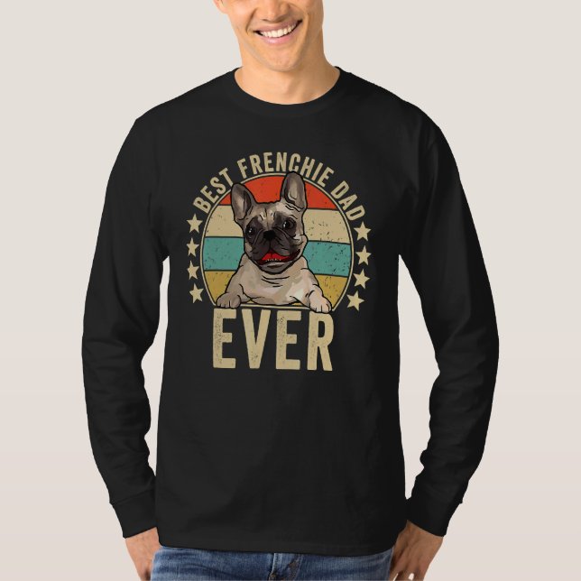 Bester französischer Vater je Daddy French Bulldog T-Shirt (Vorderseite)