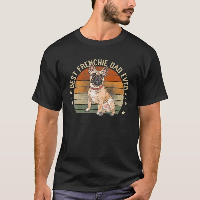 Bester französischer Vater je Retro-Bulldog-Gesche T-Shirt (Vorderseite)