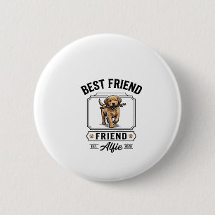 Bester Freund Alfie Vintage-Hundefreund-Design_1 Button