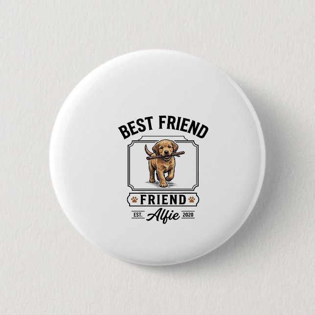 Bester Freund Alfie Vintage-Hundefreund-Design_1 Button (Vorderseite)