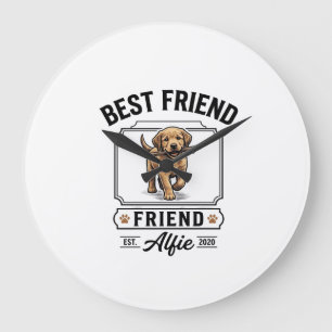 Bester Freund Alfie Vintage-Hundefreund-Design_1 Große Wanduhr