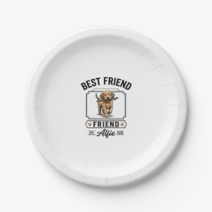 Bester Freund Alfie Vintage-Hundefreund-Design_1 Pappteller