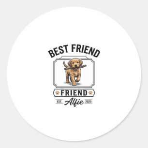 Bester Freund Alfie Vintage-Hundefreund-Design_1 Runder Aufkleber