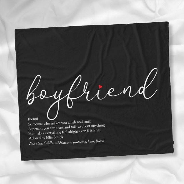 Bester Freund Definition Script Liebe Herz Fleecedecke (Best Ever Boyfriend Definition Script Love Heart Fleece Blanket)