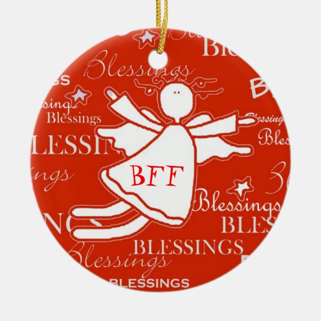 Bester Freund-Engels-Segen-Weihnachtsverzierung Keramik Ornament (Vorne)