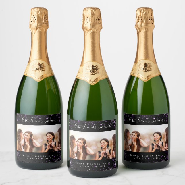 Bester Freund für immer Foto schwarzer lila Glitze (Flaschen)