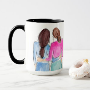 Bester Freund Geschenk Zwei brünette Mädchen Aquar Tasse