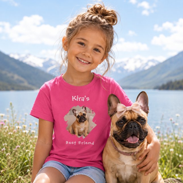 Bester Freund Hund Foto Rosa Mädchen T-Shirt (Von Creator hochgeladen)