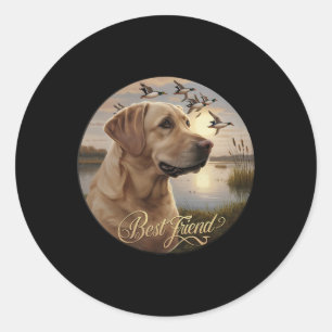 Bester Freund Jagdgelben Labrador Hund mit Enten Runder Aufkleber