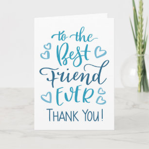 Bester Freund je Danke, Typografie in Blau Karte