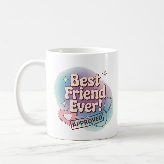 Bester Freund je, gebilligtes Textdesign Kaffeetasse (Links)