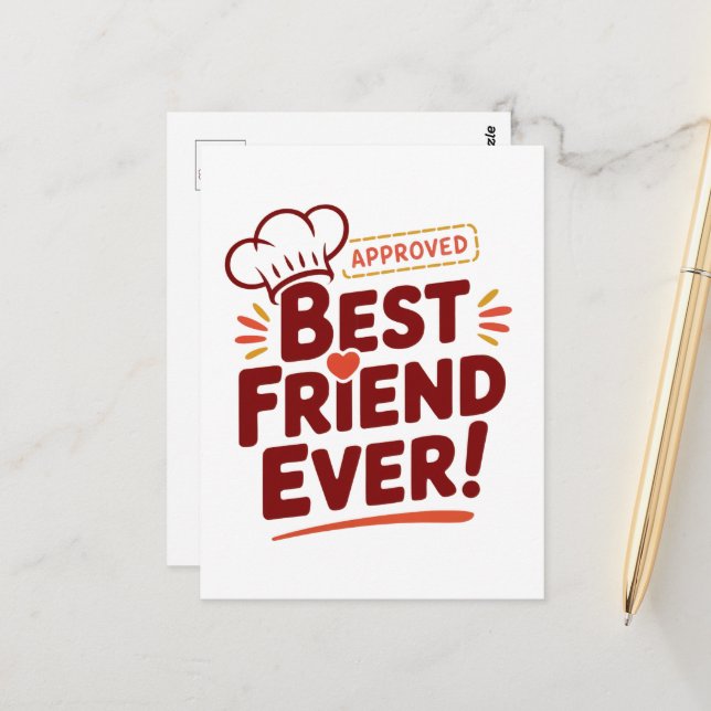 Bester Freund je genehmigtes Textdesign Postkarte (Vorderseite/Rückseite Beispiel)