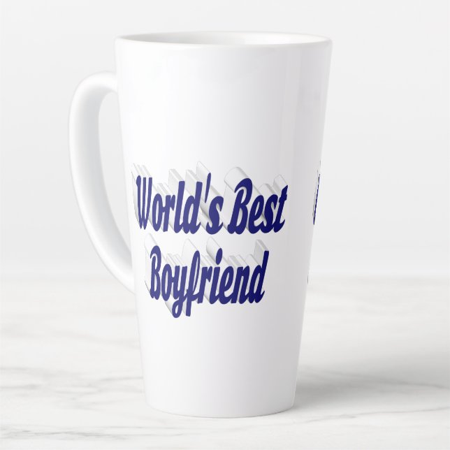 Bester Freund mit dunkelblauem Text Milchtasse (Linke Ecke)