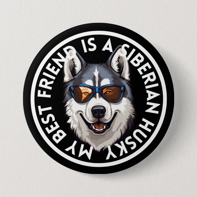 Bester Freund Siberian Husky Button (Vorderseite)