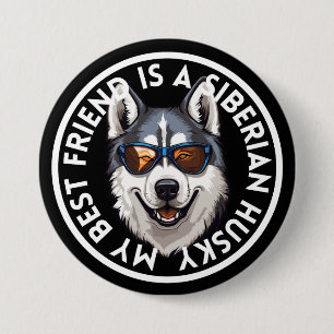 Bester Freund Siberian Husky Button