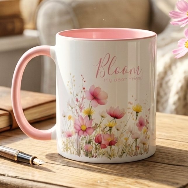 Bester Freund Wildblume Geburtstagsblüte Tasse (Whimsical wildflower bloom for your best friend — perfect birthday gift idea for her.)