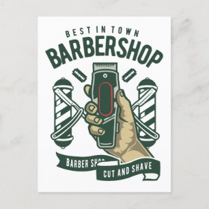 Bester Friseursalon Vintage-Logo-Leinwand  Postkarte