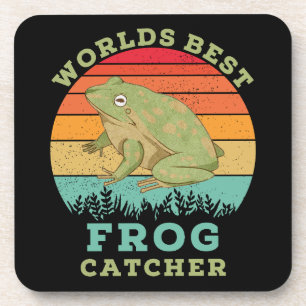 Bester Froschfänger der Welt, Retro Vintage Frosch Getränkeuntersetzer