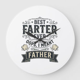 Bester Furzer Allerlustigster Vater Shirt Design_1 Große Wanduhr