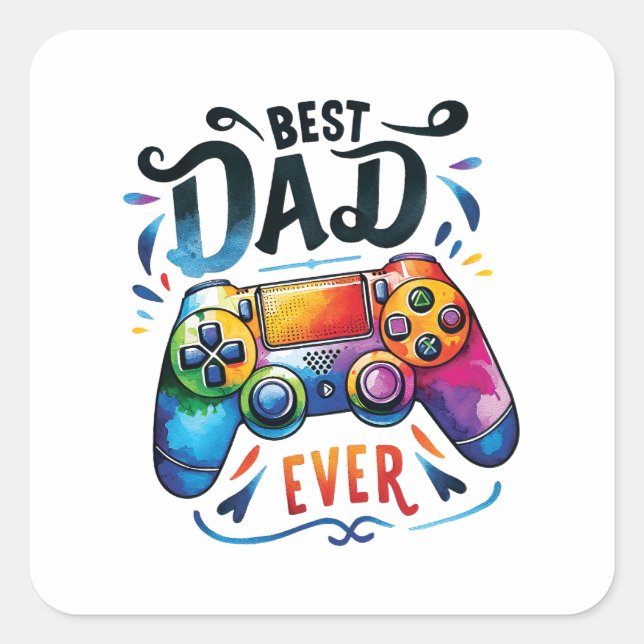 Bester Gamer-Vater je Quadratischer Aufkleber (Vorderseite)