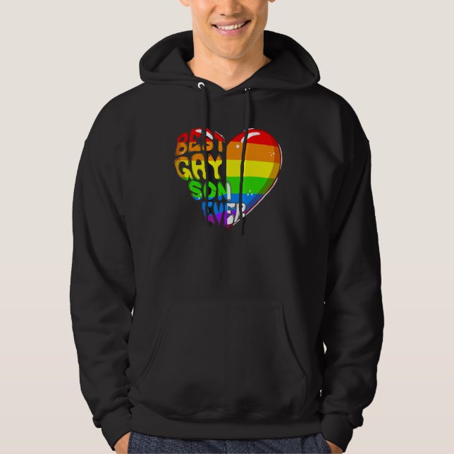 Bester Gay Son je Regenbogen Herz Flag Proud Lgbt  Hoodie (Vorderseite)