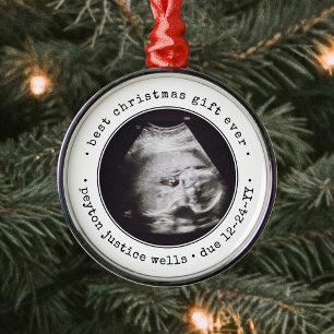 Bester Geschenk-Ultraschall-Babysfoto Einfach Rund Ornament Aus Metall