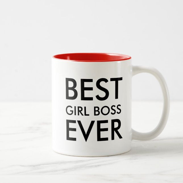 Bester Girl Boss je | Geschenk des Büros Zweifarbige Tasse (Rechts)