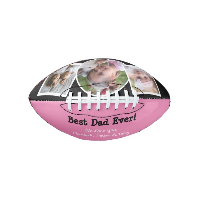 Bester Girl-Vater je Foto Collage Pink Black Footb Football (Vorderseite)