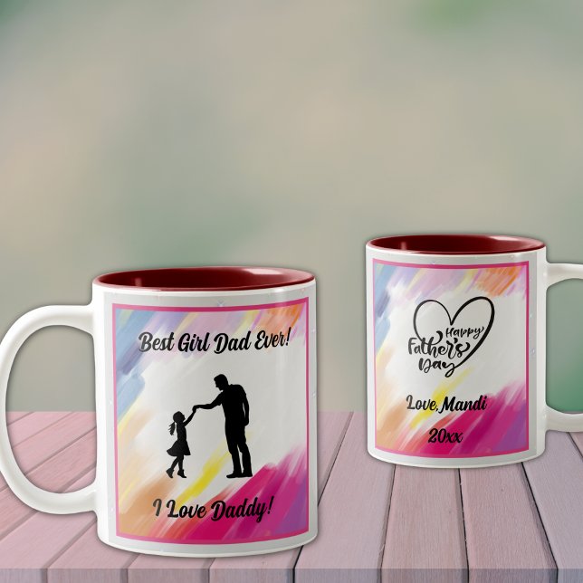 Bester Girl-Vater je Zwei-Tonen-Tasse Zweifarbige Tasse (Personalize to add your names/dates.  Customize to change text, color or style.)