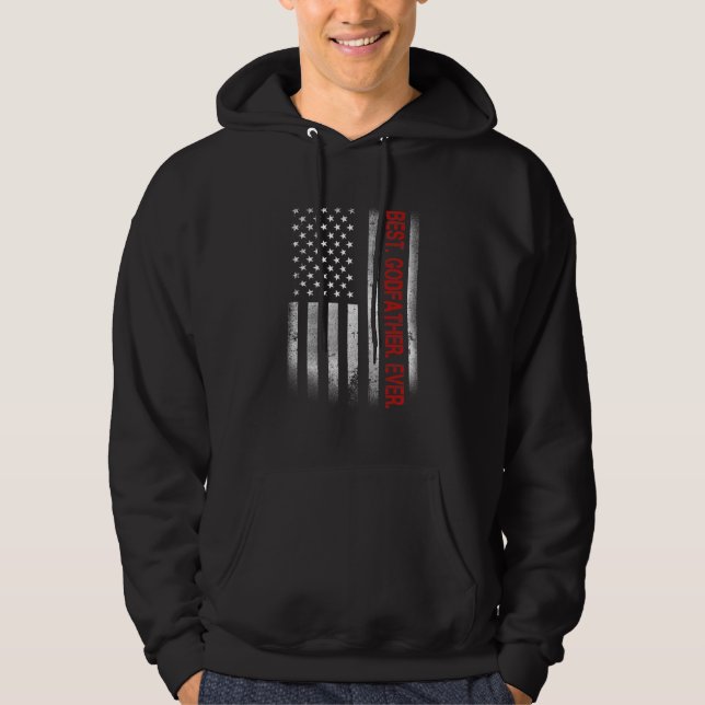 Bester Godvater je Vintage amerikanische Flagge fü Hoodie (Vorderseite)