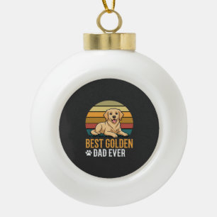 Bester Golden Retriever-Vater Aller Zeiten Retro H Keramik Kugel-Ornament