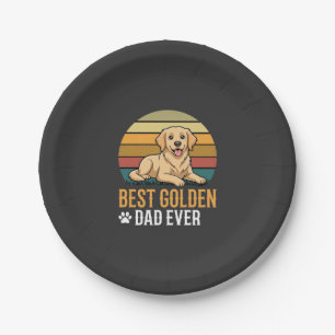 Bester Golden Retriever-Vater überhaupt Retro-Hund Pappteller
