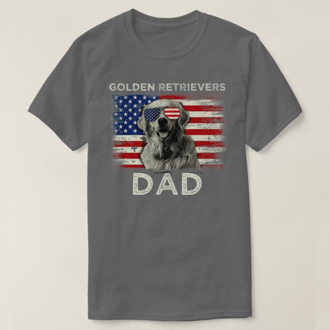 Bester Golden Retrievers Vater jemals American Fla T-Shirt (Design vorne)